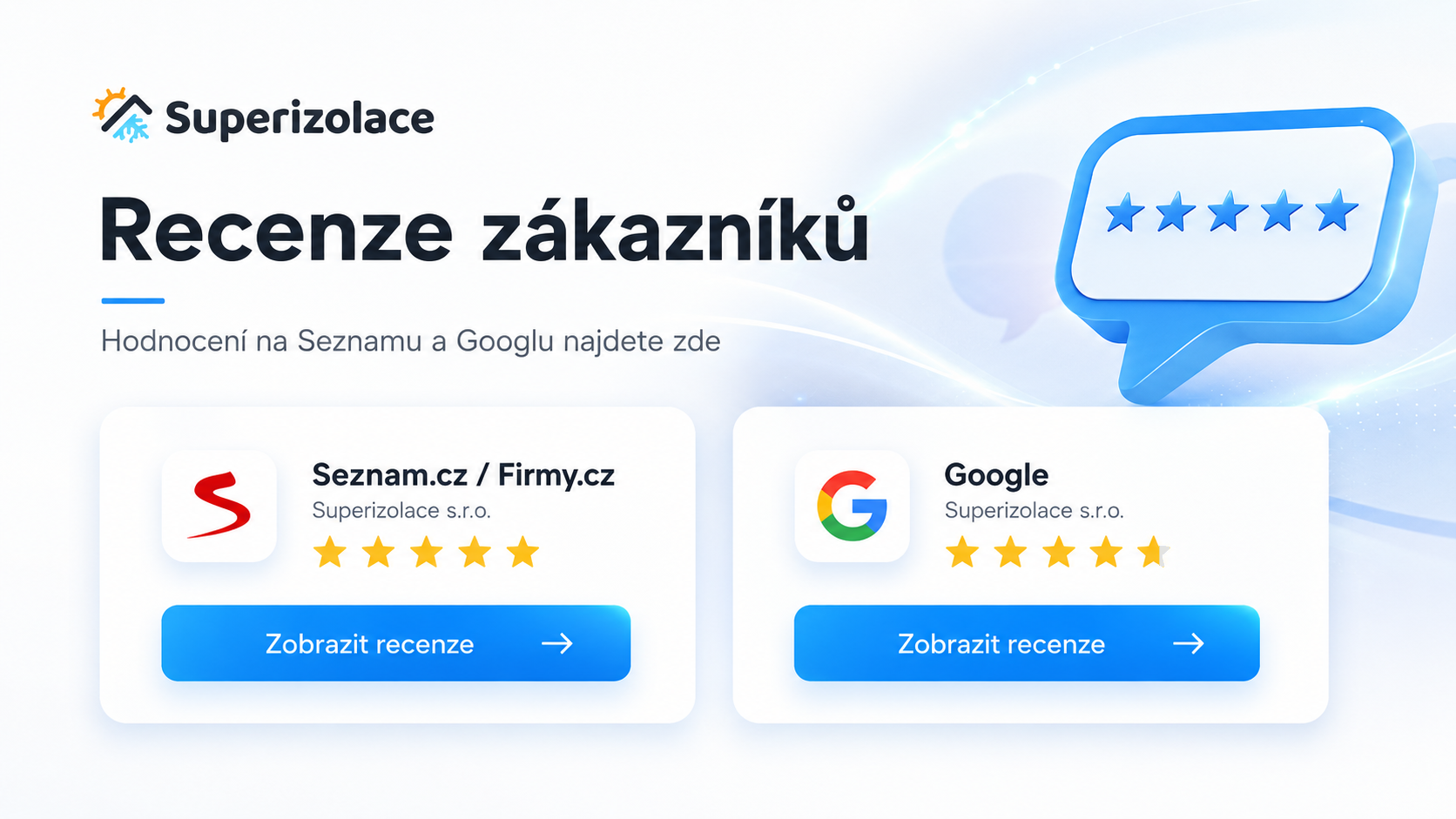 Recenze zákazníků Superizolace – hodnocení Google a Seznam