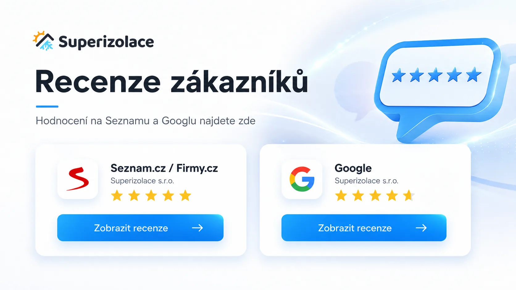 Recenze zákazníků Superizolace – hodnocení Google a Seznam
